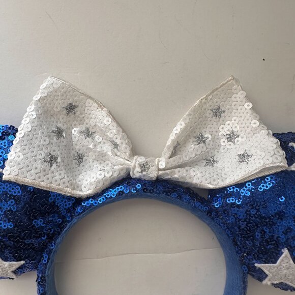 Disney Minnie Mouse Costume Accessories Blue Sequins Headband with Stars - Picture 2 of 5